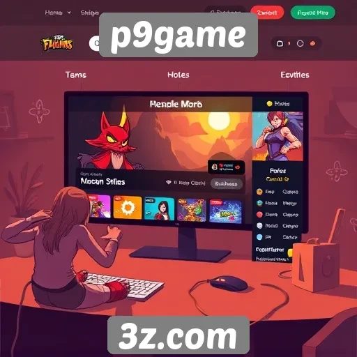 Interface e navegação no site p9game